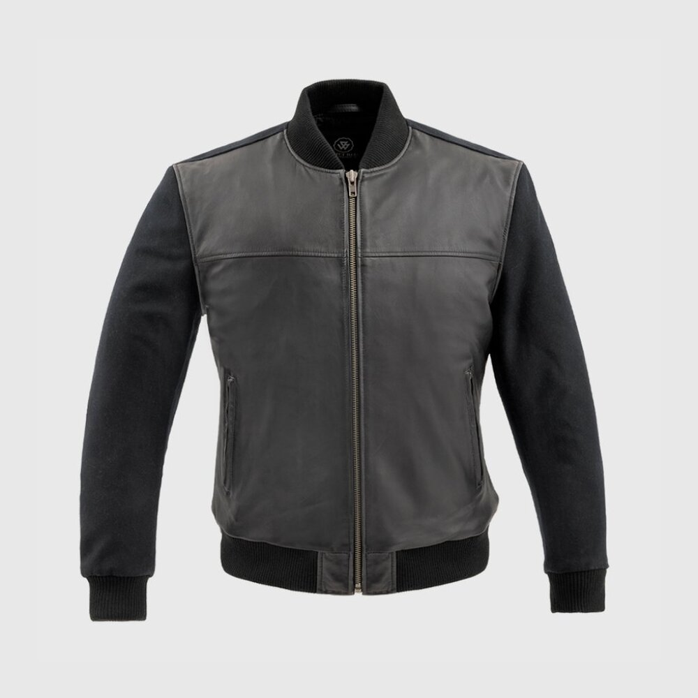 Andre Men's Black Leather Moto Jacket Biker Riding Jacket Black Leather Jacket